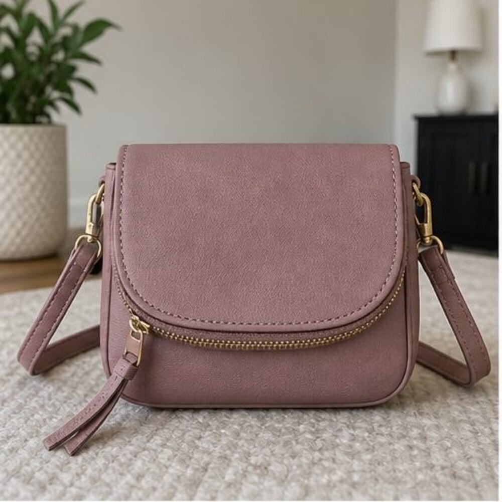 Camel Suede Crossbody Bag